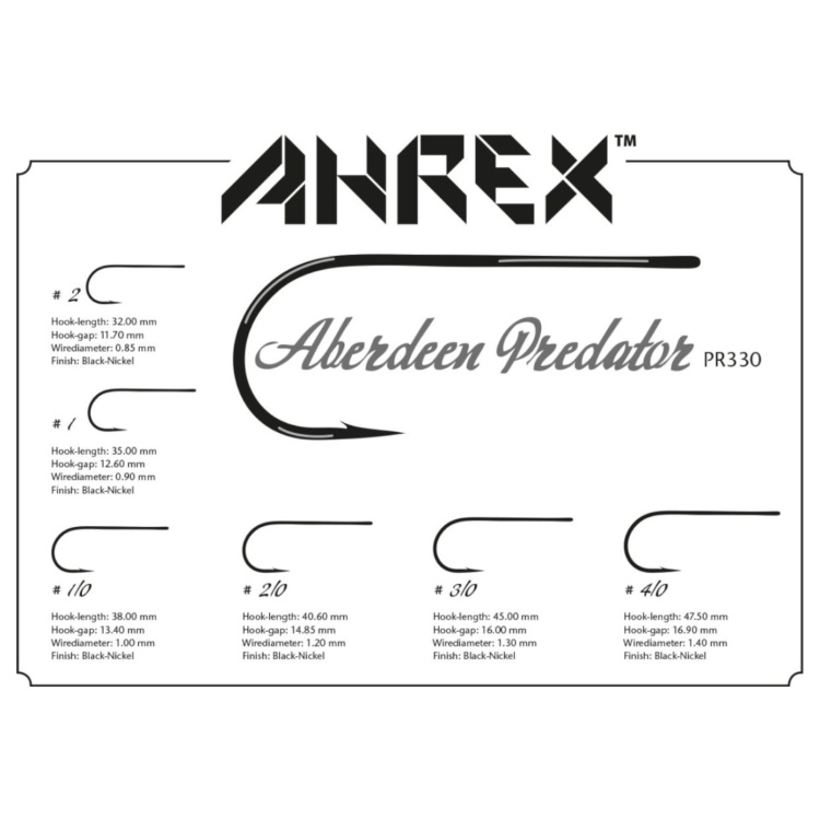 Ahrex Pr330 Aberdeen Predator #2 Fly Tying Hooks